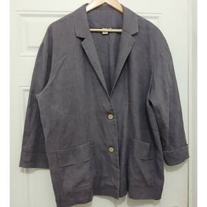 Old linen mill womens xl gray 100% linen blazer spring  summer